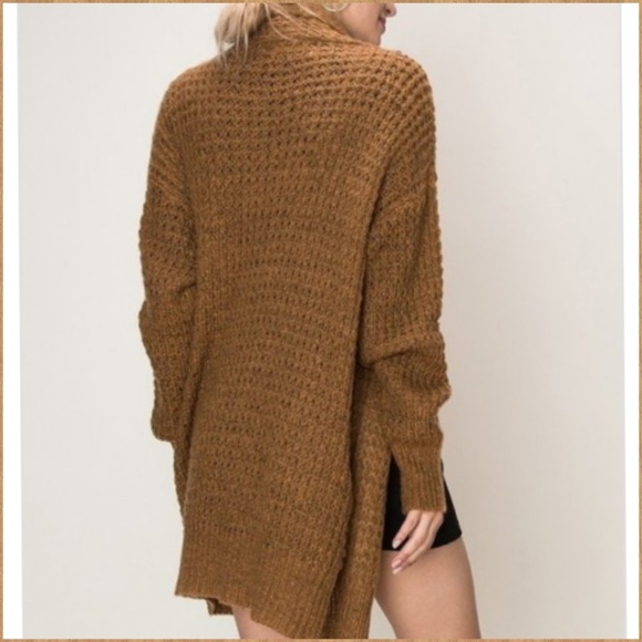 🍁DROP SLEEVE WAFFLE OPEN CARDIGAN. - Picture 3 of 4